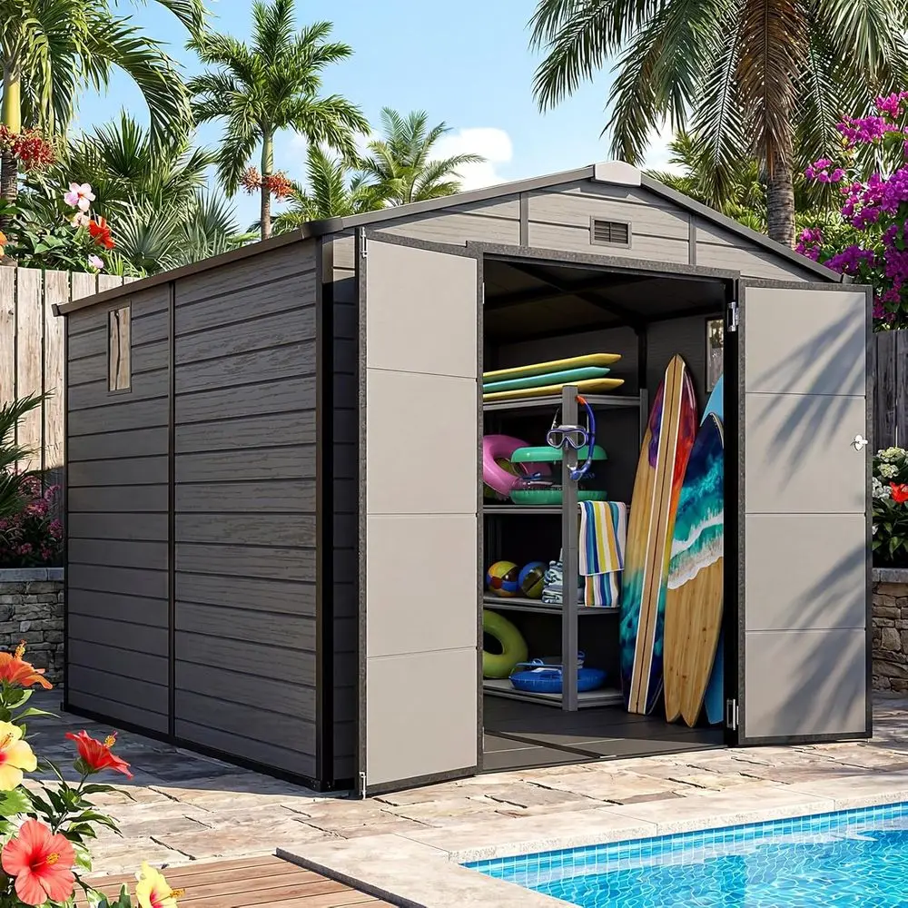 Garden Tools - 8x8 Outdoor Storage Shed with Floor,