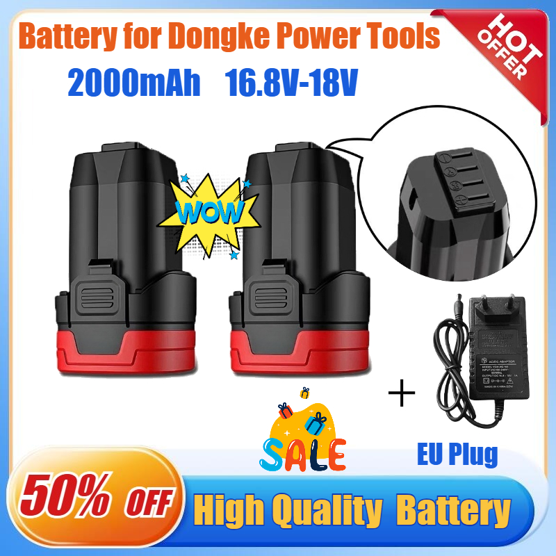 Brushless Cordless Electric Drill 18V - 16.8V/18V 2.0Ah Battery for Dongke Brushless
