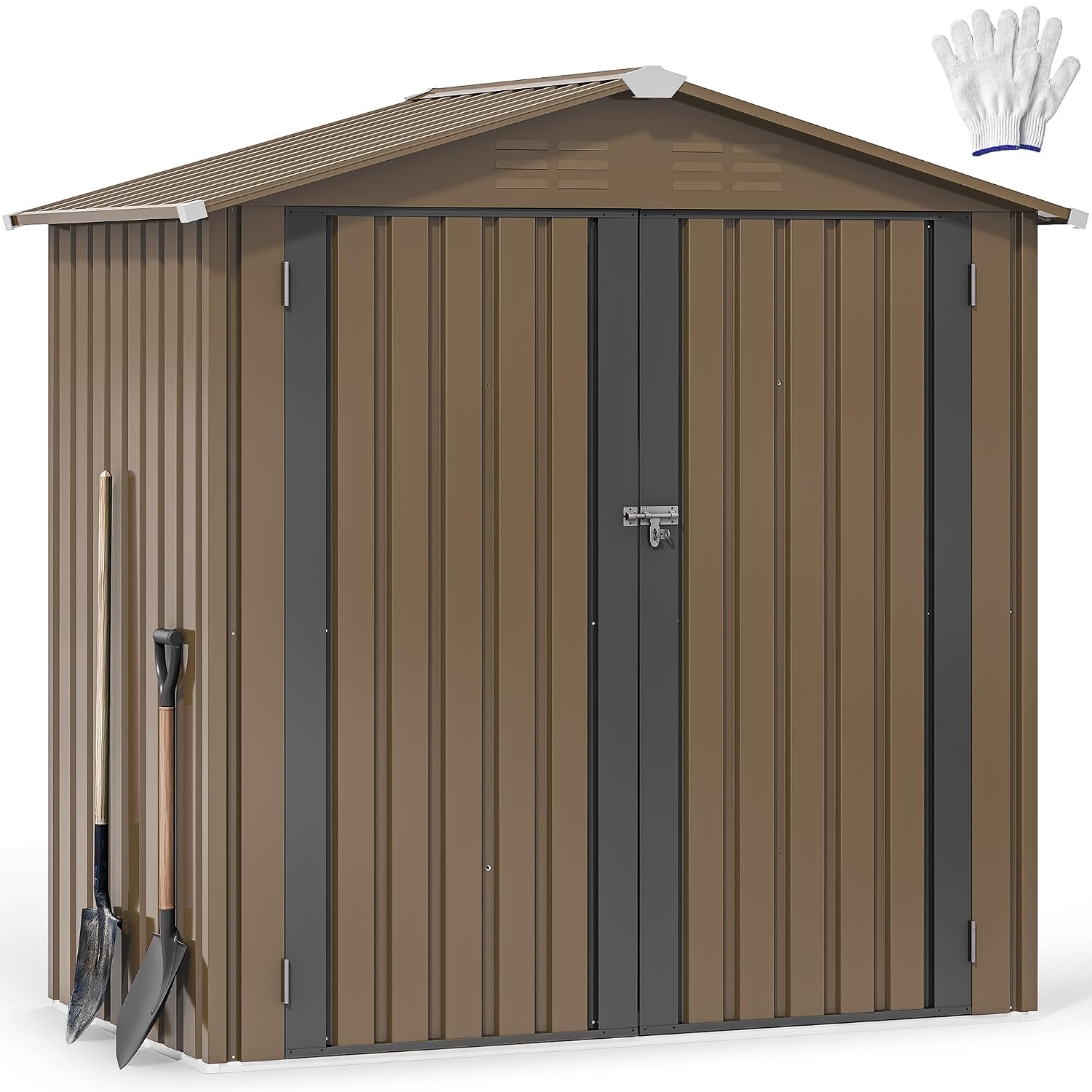 Garden Tools - 6x4ft Metal Outdoor Storage Shed, Waterproof