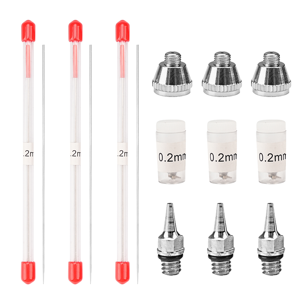 Airbrush Kit With Mini Compressor - 1/3pcs set 0.2/0.3/0.5mm Airbrush Nozzle Needle