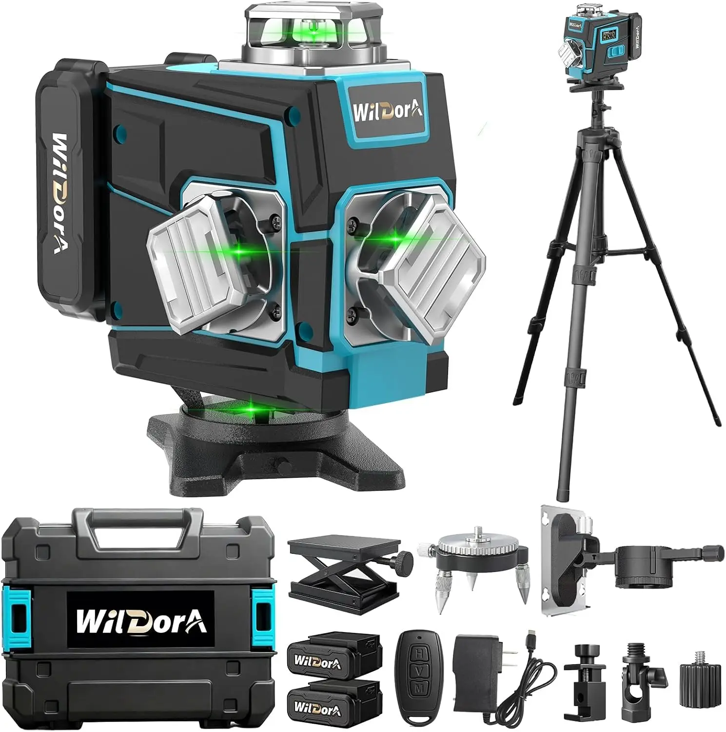 Laser Level 16 Lines 4D Green - Laser Level with Tripod, 4x360° Self