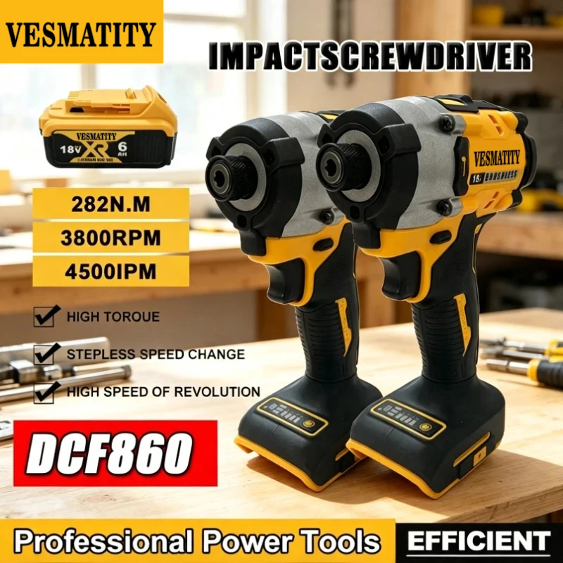 Brushless Cordless Electric Drill 18V - DCF860 Cordless Compact Drill Brushless Electric
