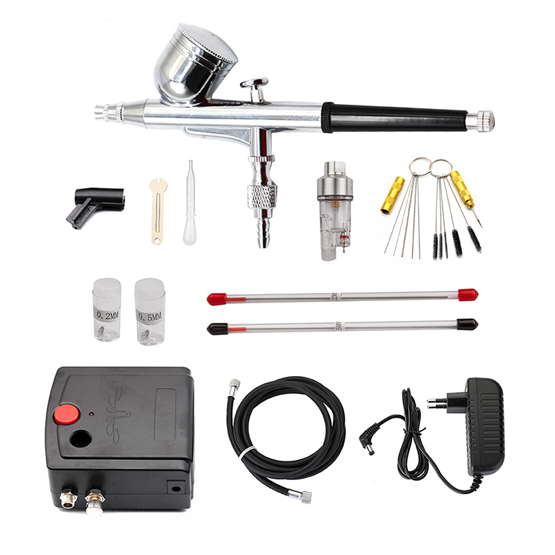 Airbrush Kit With Mini Compressor - Dual-Action Spray Gun Airbrush with Compressor