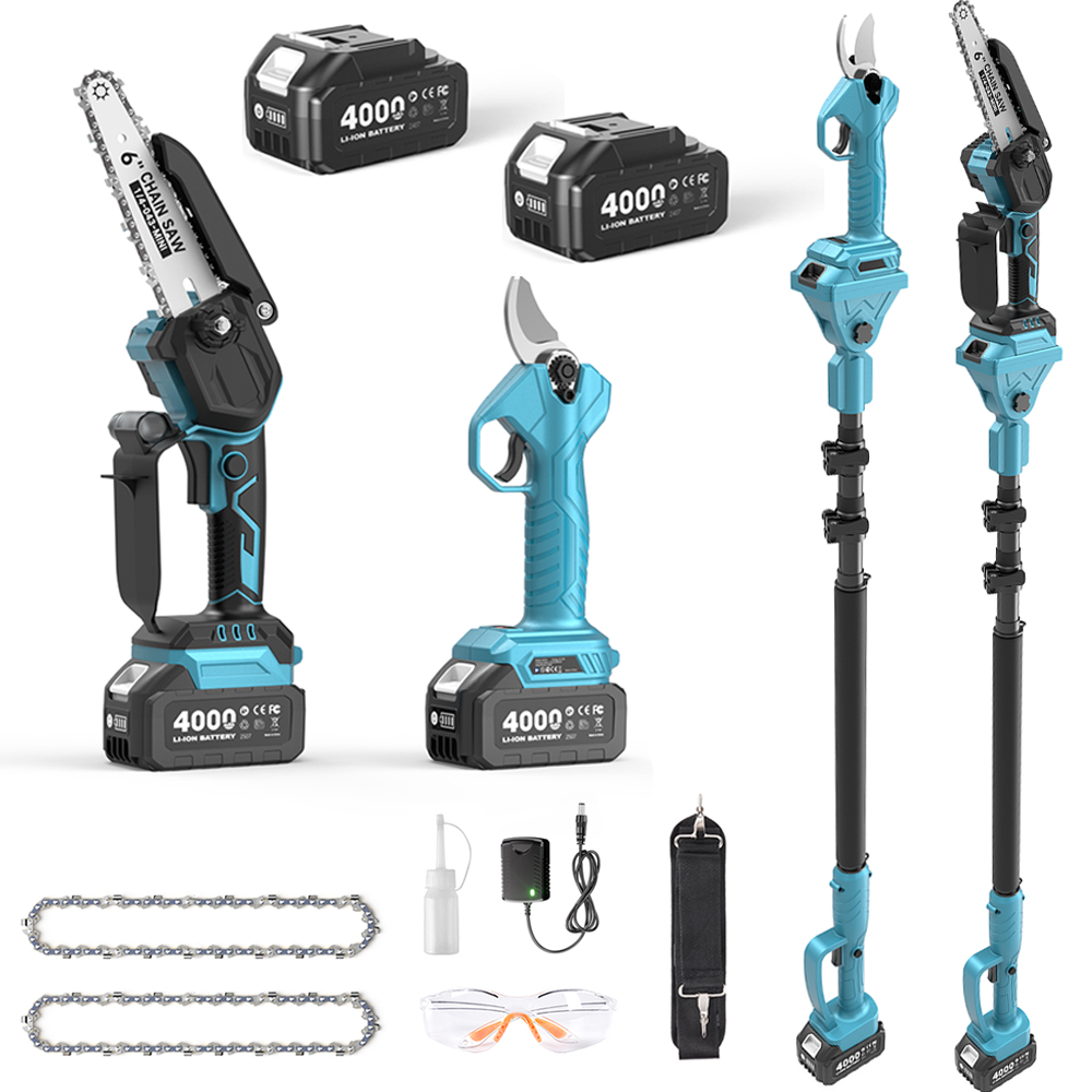 Mini Electric Chainsaw 6 Inch - Taskstar 3-in-1 Brushless Pole Pruner &
