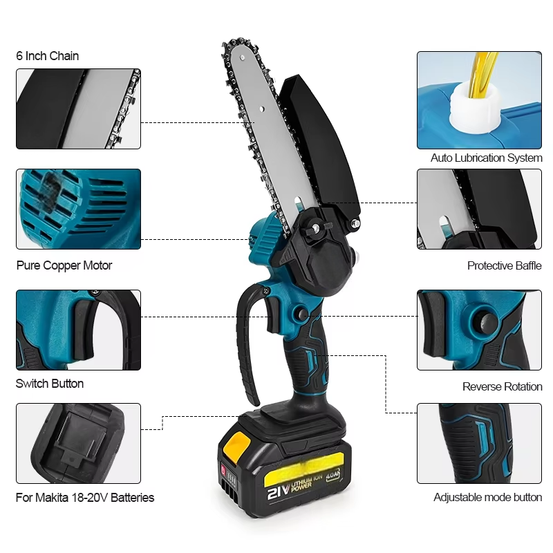1700RPM 6 Inch Mini Li-Ion Ele - огляд і ціна Mini Electric Chainsaw 6 Inch