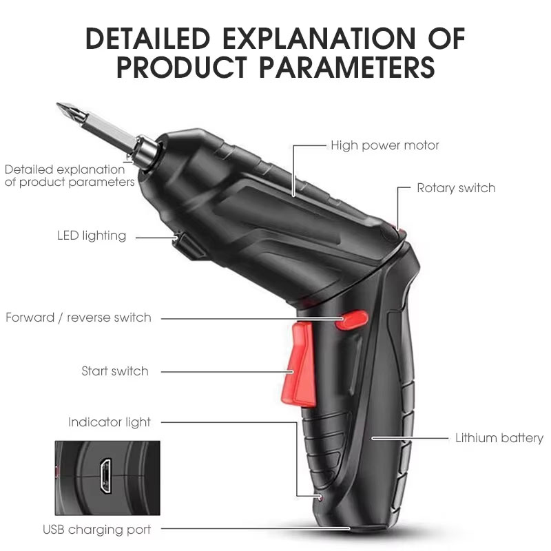 Electric Screwdriver Set 3.6V  - огляд і ціна Electric Screwdriver Rechargeable Usb