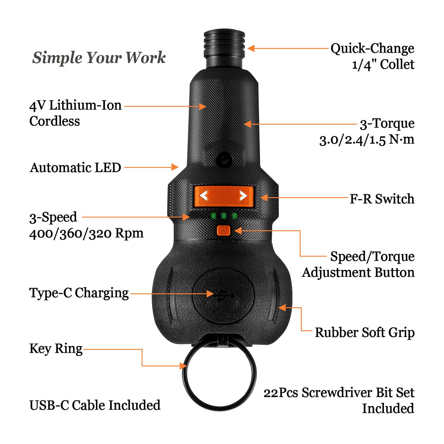 Cordless Electric Screwdriver  - огляд і ціна Electric Screwdriver Rechargeable Usb