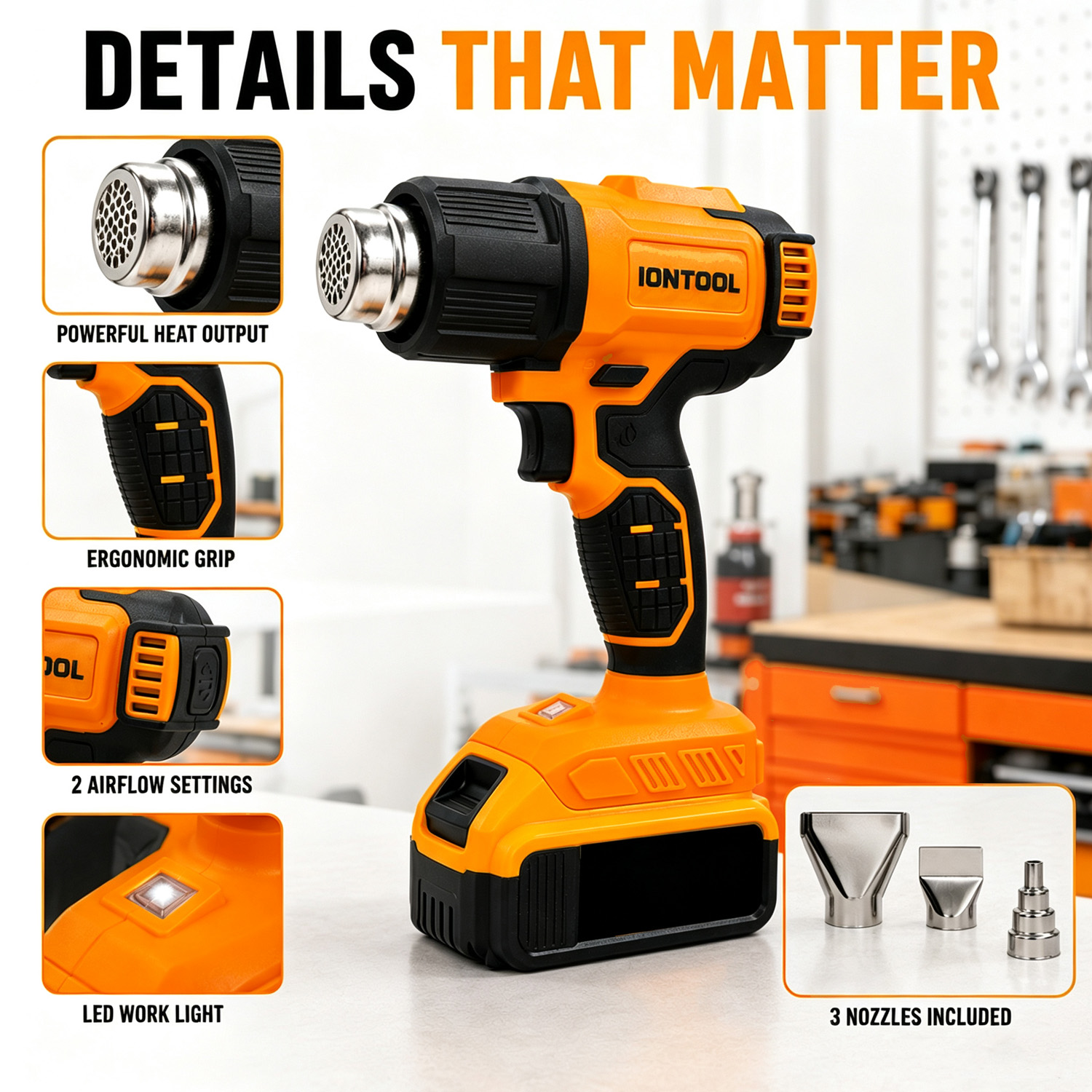 IONTOOL Yellow Cordless Heat G - огляд і ціна Cordless Heat Gun For Shrink Tubing