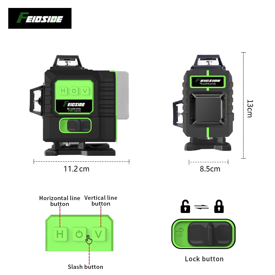 FEIDSIDE 16/12 Lines 4D/3D Las - огляд і ціна Laser Level 16 Lines 4D Green