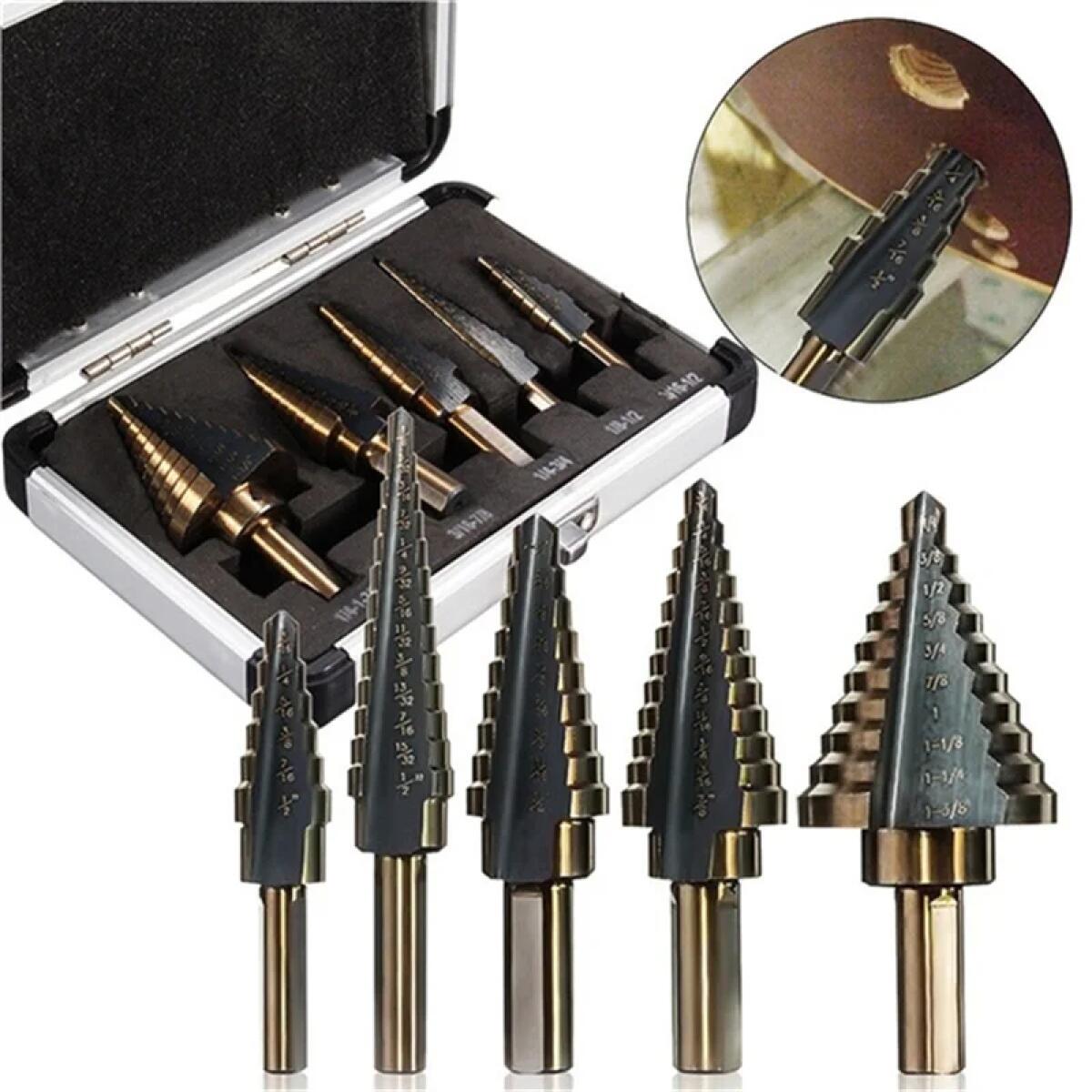 5pcs  Cobalt Step Drill Bit Se - огляд і ціна Hardware