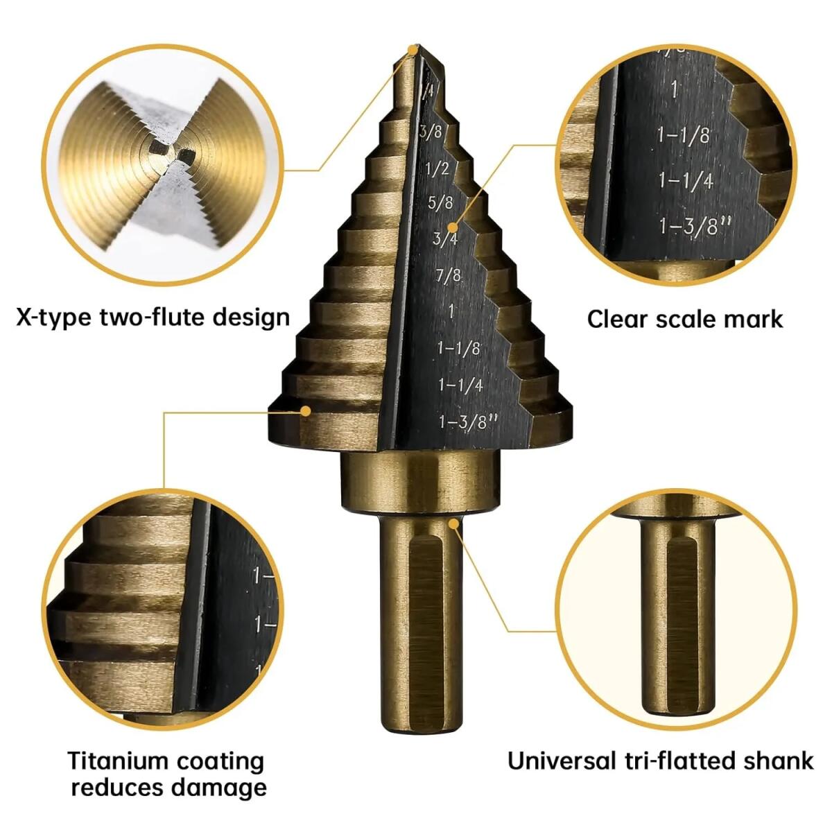 5pcs  Cobalt Step Drill Bit Se - огляд і ціна Hardware