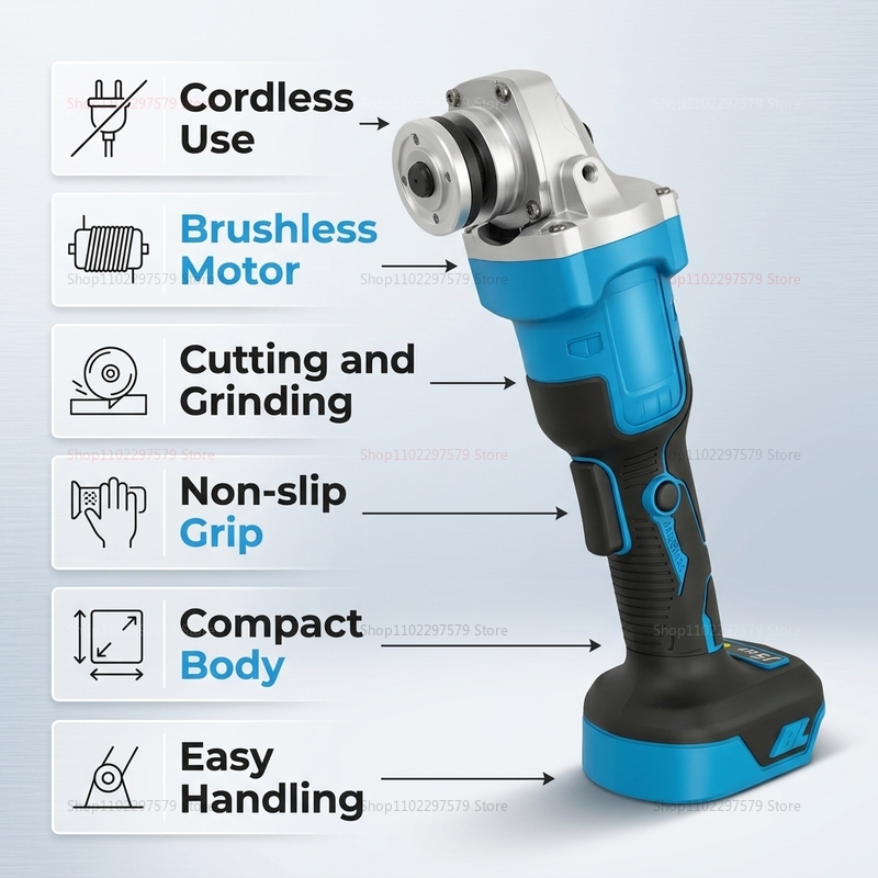 Professional 18V Brushless Ang - огляд і ціна Brushless Angle Grinder Battery Powered