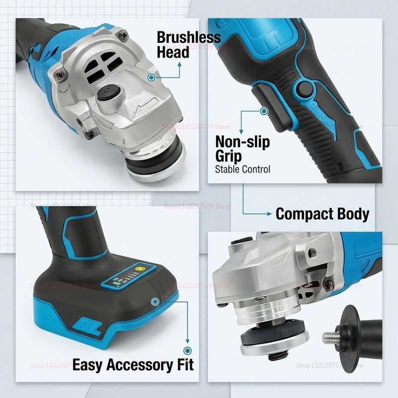 Professional 18V Brushless Ang - огляд і ціна Brushless Angle Grinder Battery Powered