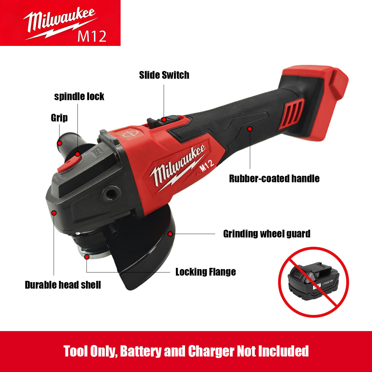 MilwaukeeM12 M18 Brushless Ang - огляд і ціна Brushless Angle Grinder Battery Powered