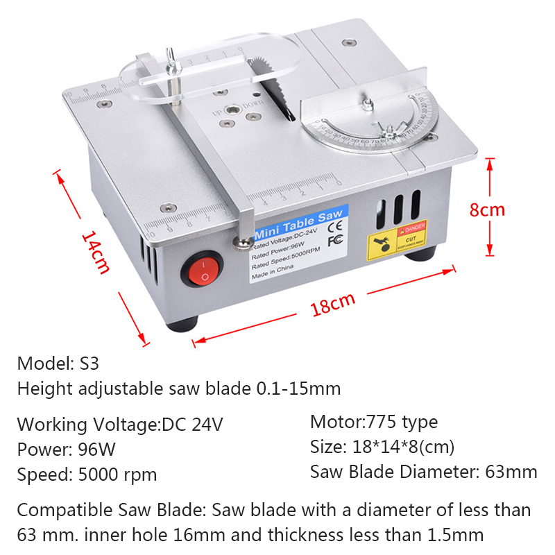 Mini Table Saw 96W 5000RPM Woo - огляд і ціна Mini Table Saw For Woodworking
