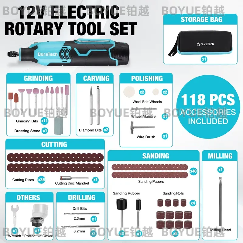 12V Cordless Rotary Tool 5000- - огляд і ціна Cordless Rotary Tool Kit Accessories
