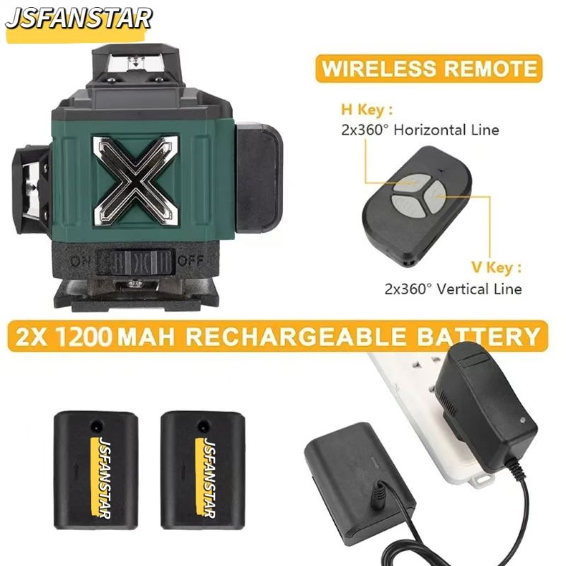 ATV4in1 Battery Powerd Adjusta - огляд і ціна Laser Level 16 Lines 4D Green