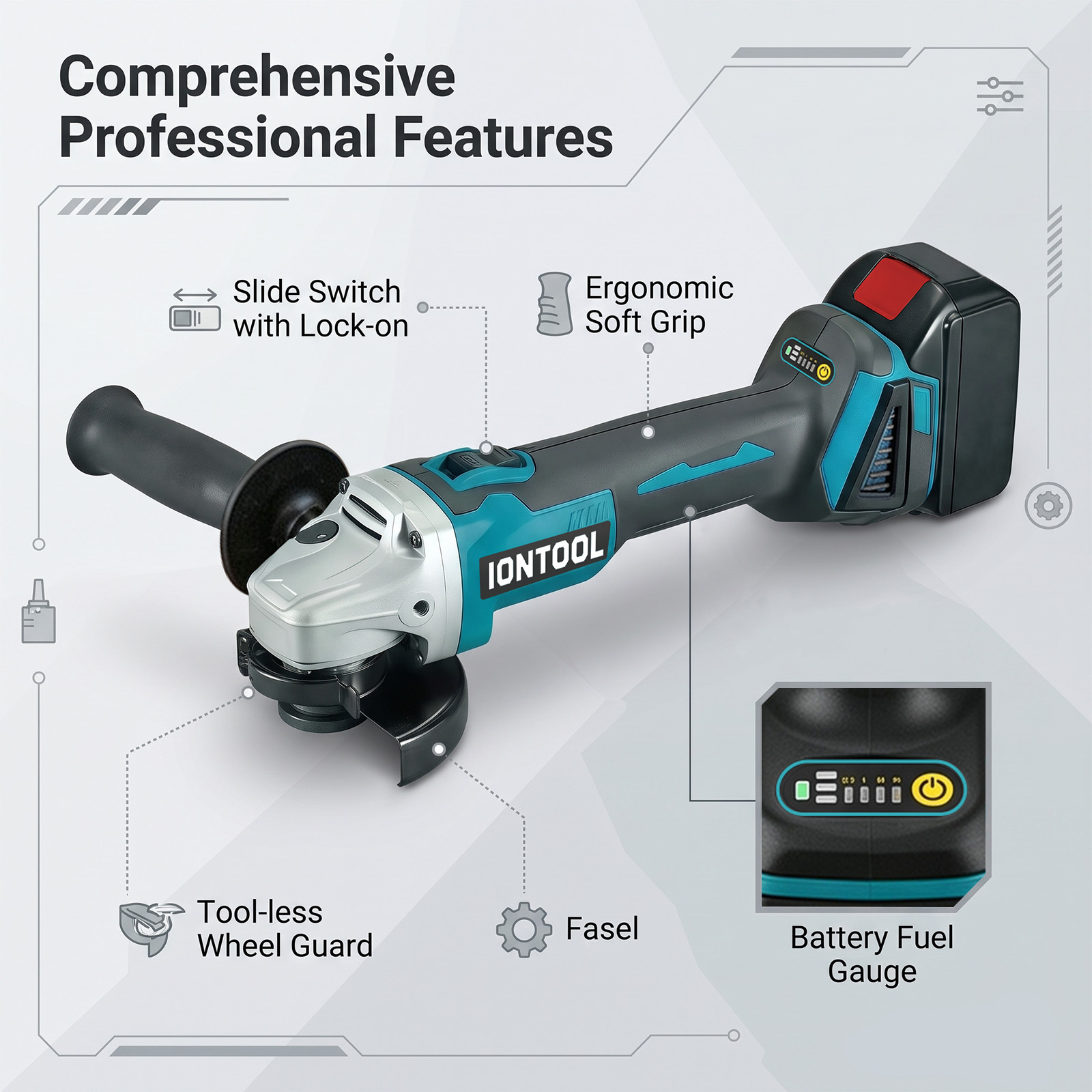 IONTOOL 850W 100mm Cordless An - огляд і ціна Brushless Angle Grinder Battery Powered