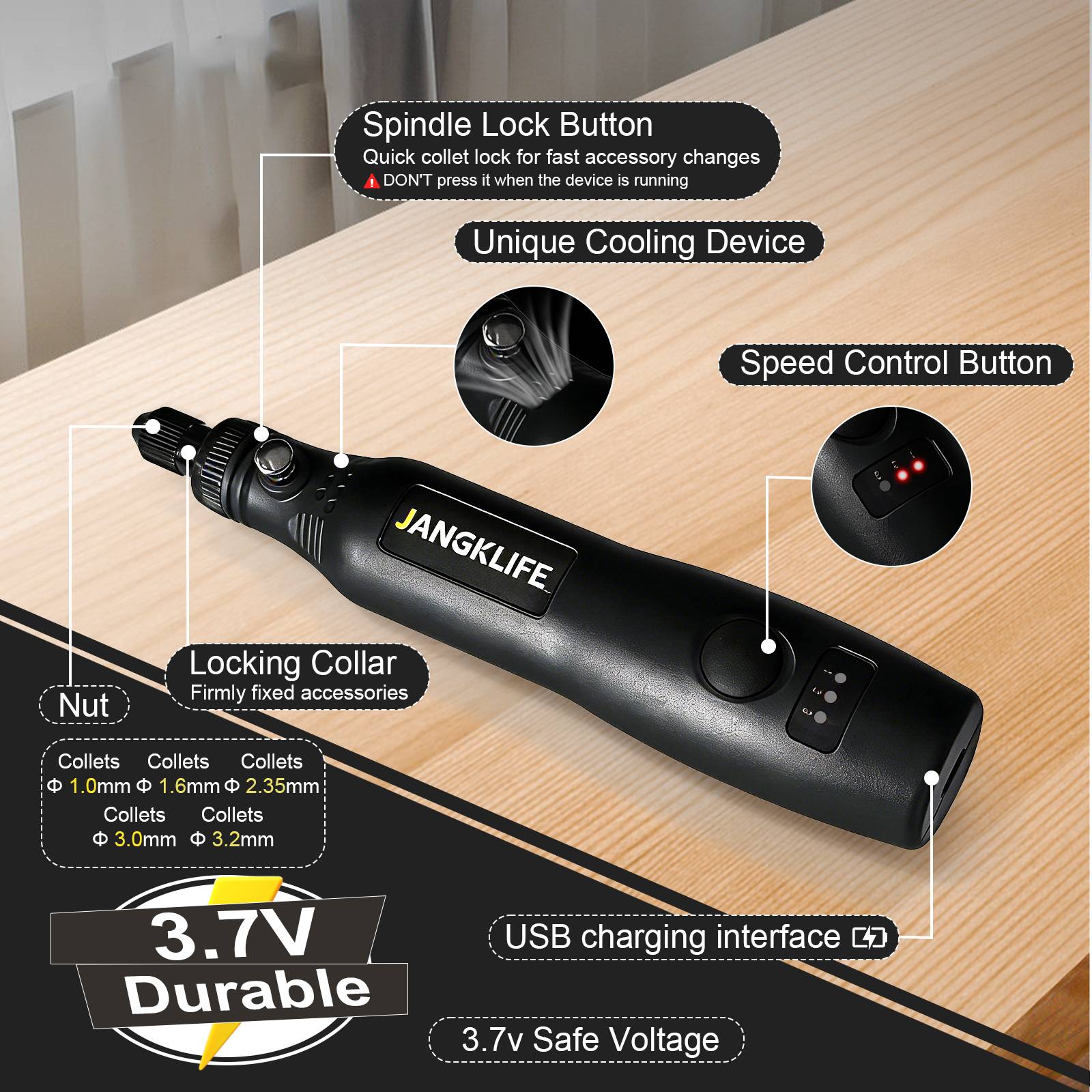 JANGKLIFE USB Cordless Rotary  - огляд і ціна Cordless Rotary Tool Kit Accessories
