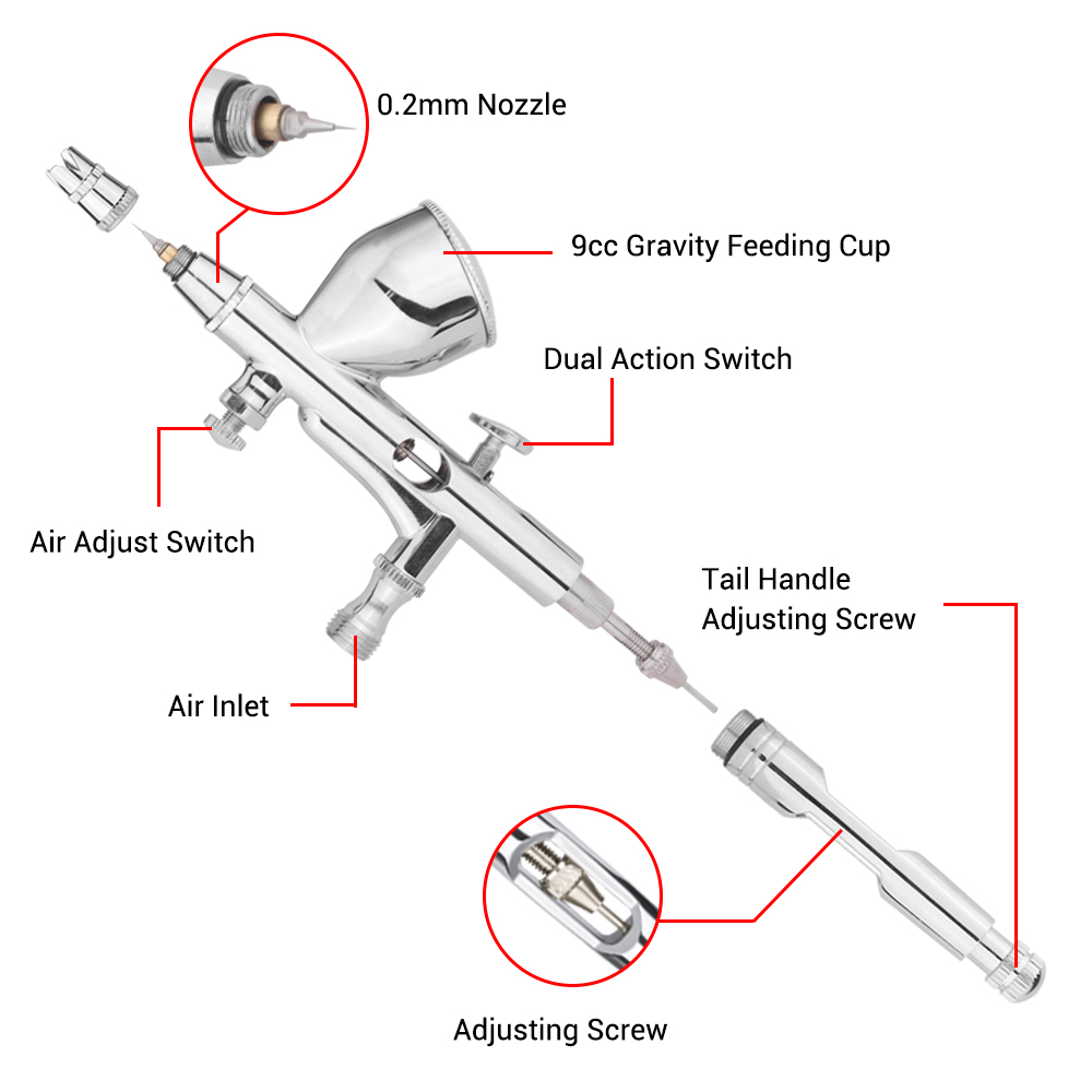 Gravity Dual-action Mini 9cc A - огляд і ціна Airbrush Kit With Mini Compressor