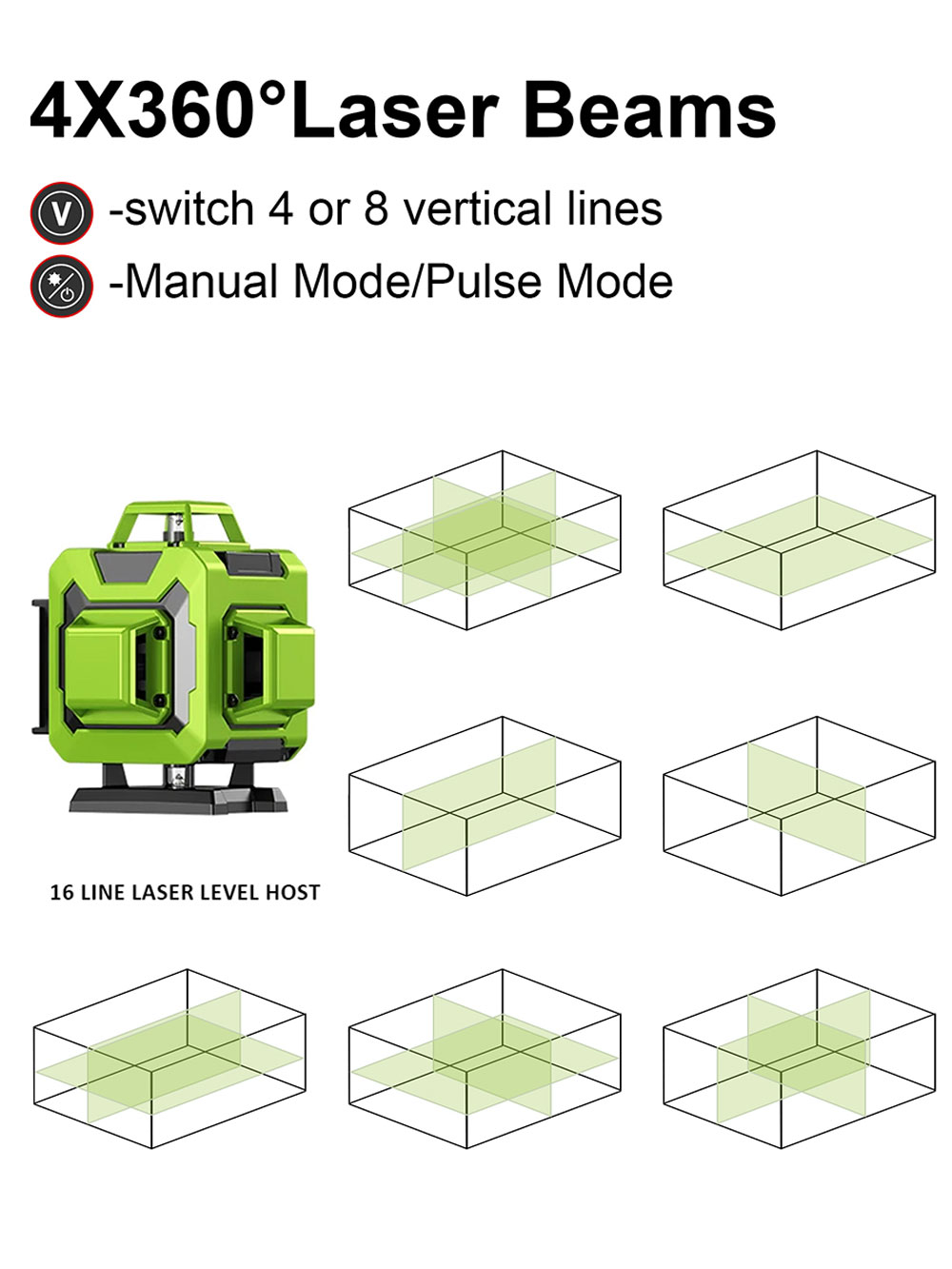LFINE 4D  16 Lines 360 Self-le - огляд і ціна Laser Level 16 Lines 4D Green