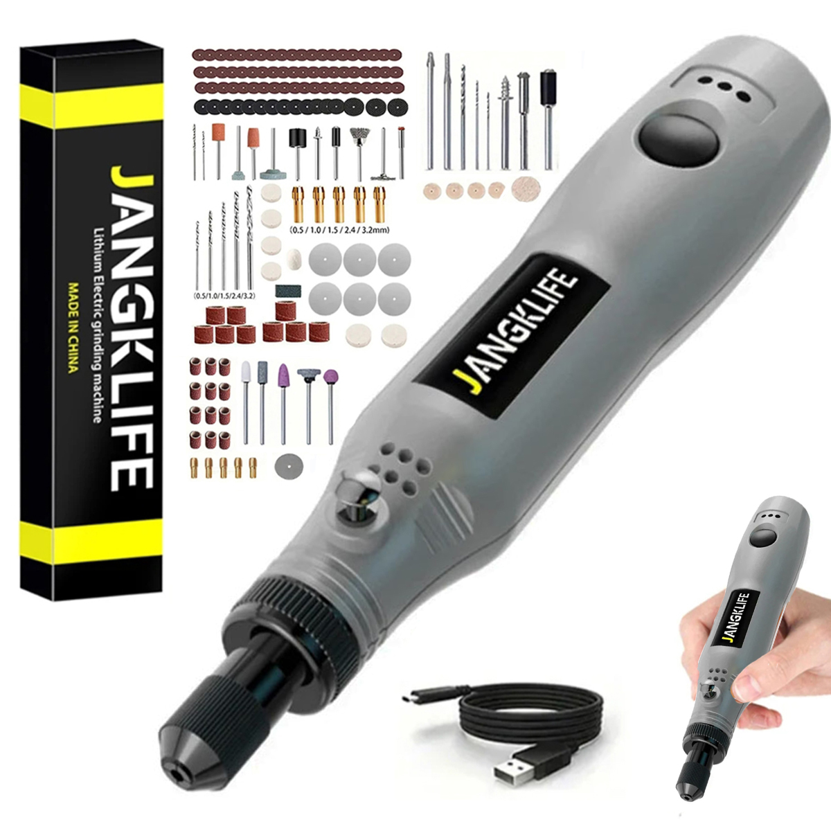 JANGKLIFE USB Cordless Rotary  - огляд і ціна Cordless Rotary Tool Kit Accessories