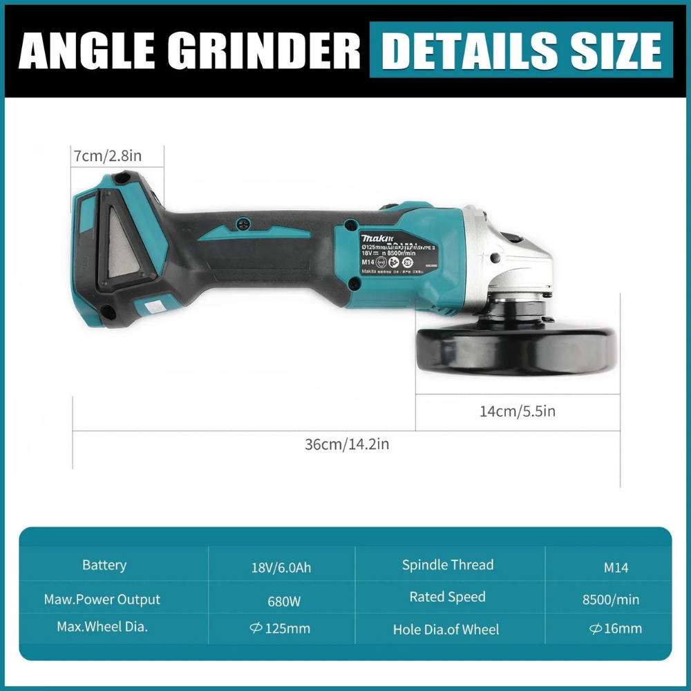 Makita DGA404 125mm 18V Brushl - огляд і ціна Brushless Angle Grinder Battery Powered
