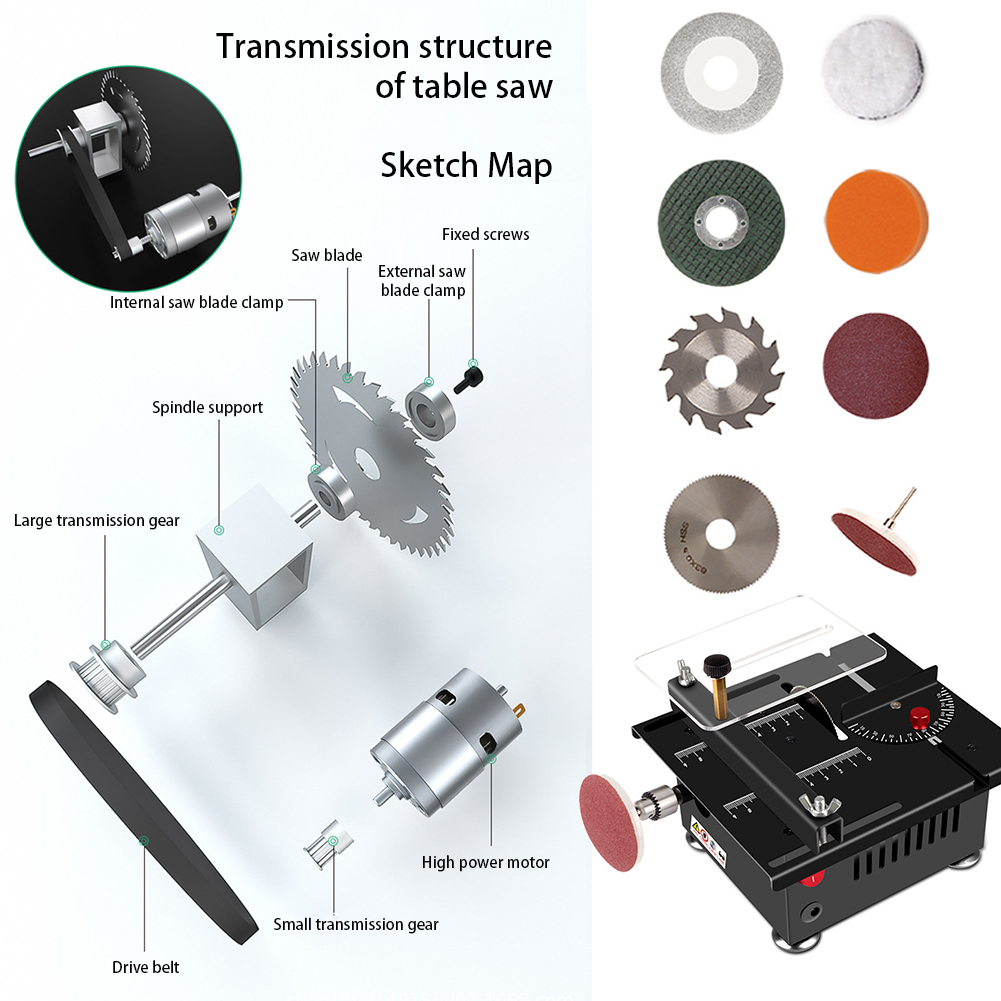 Precision Measuring Electric T - огляд і ціна Mini Table Saw For Woodworking