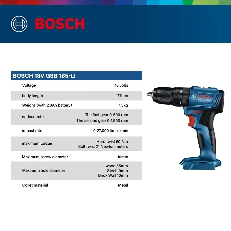 Bosch GSB 185-LI 18V Brushless - огляд і ціна Brushless Cordless Electric Drill 18V