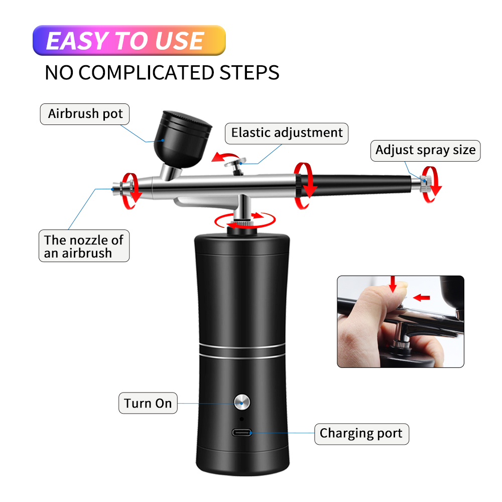 Portable Rechargeable Wireless - огляд і ціна Airbrush Kit With Mini Compressor
